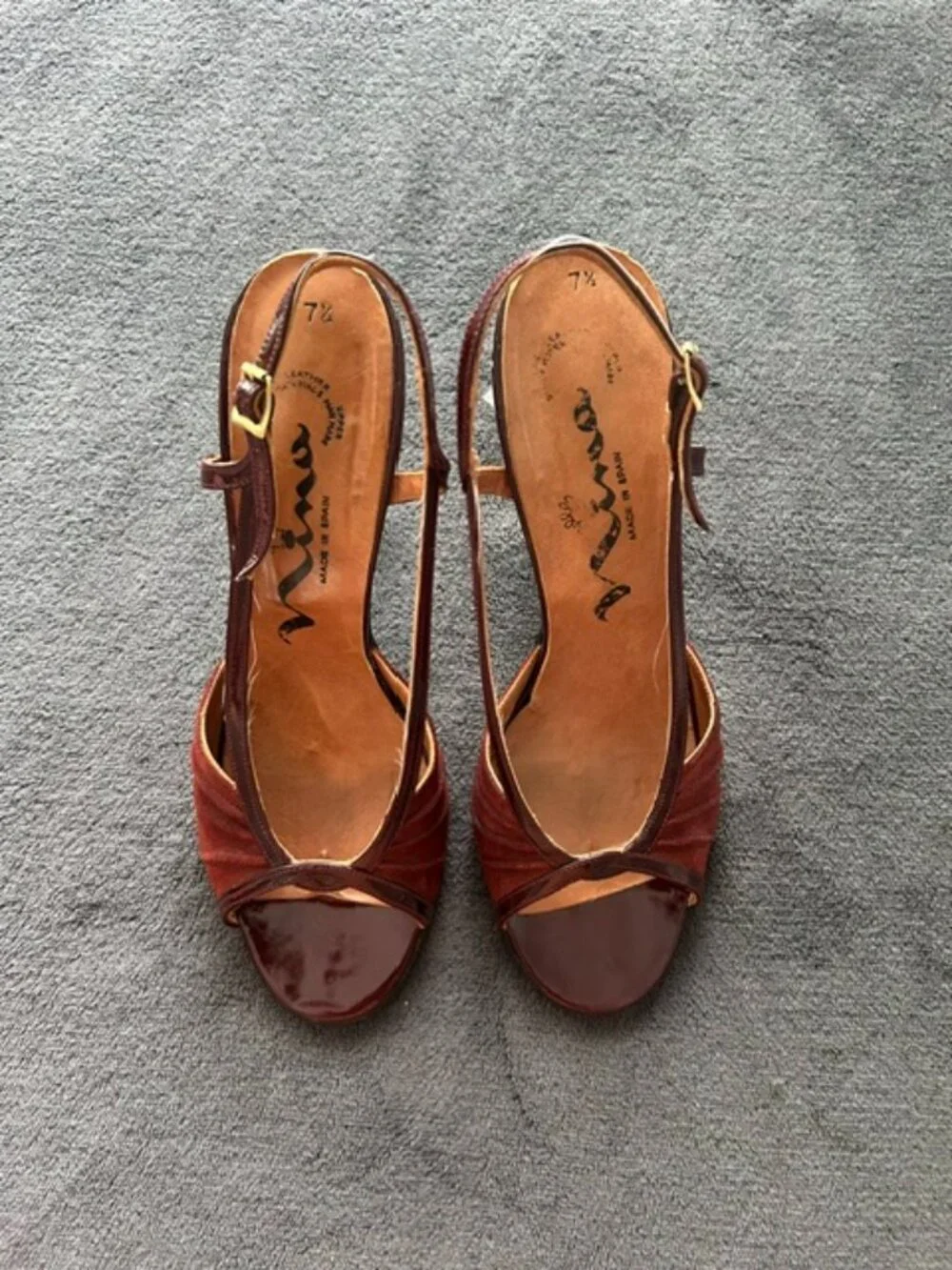 Nina Linda Pleated Peep-Toe Slingback Heels, Size 7-1/2